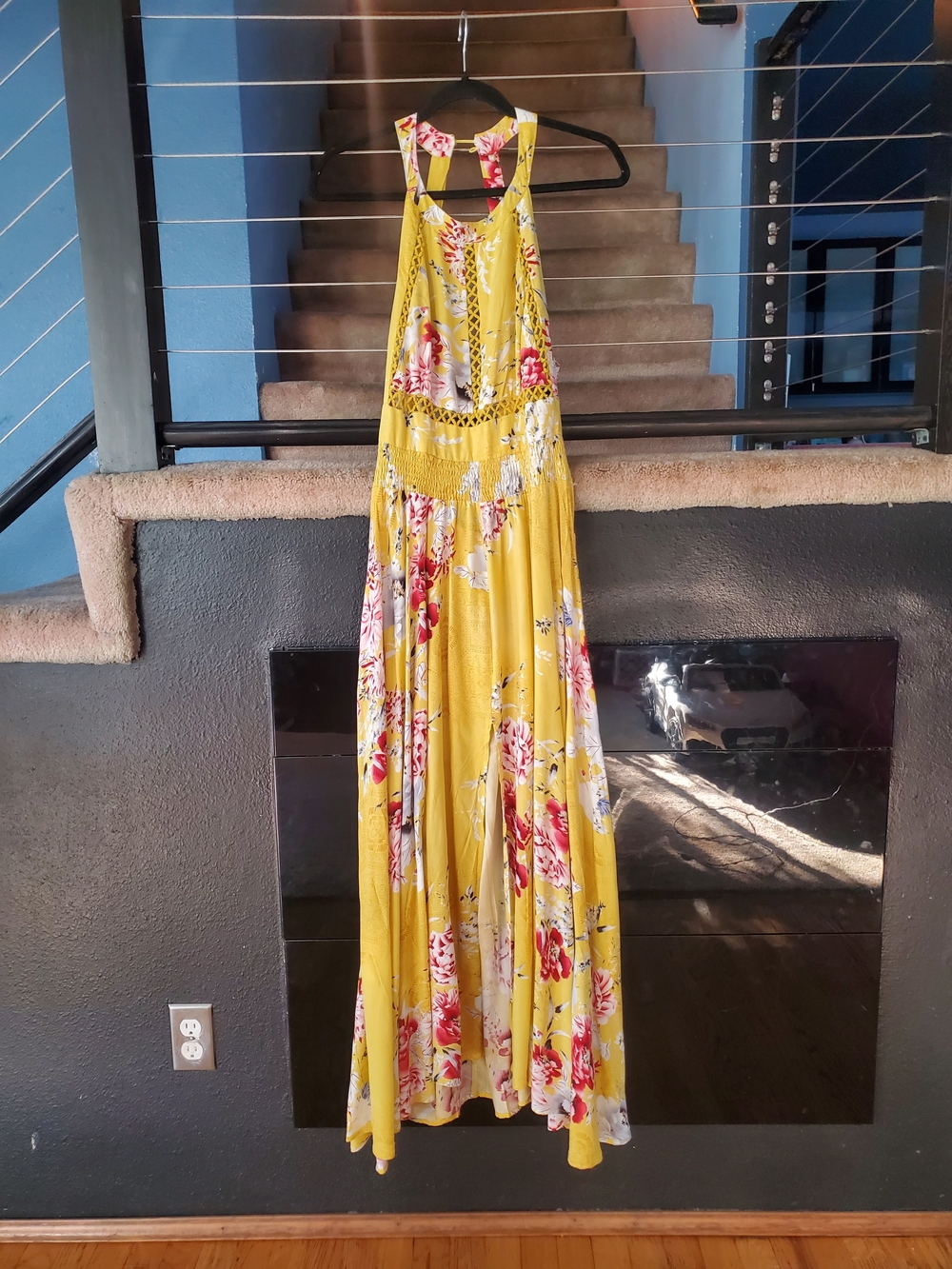 Jaase Yellow Floral Halter Maxi Dress